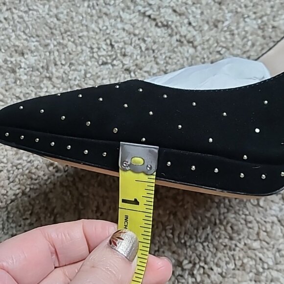 L.K. Bennett Clare Gold Studded Black Suede Pumps - Picture 7 of 13